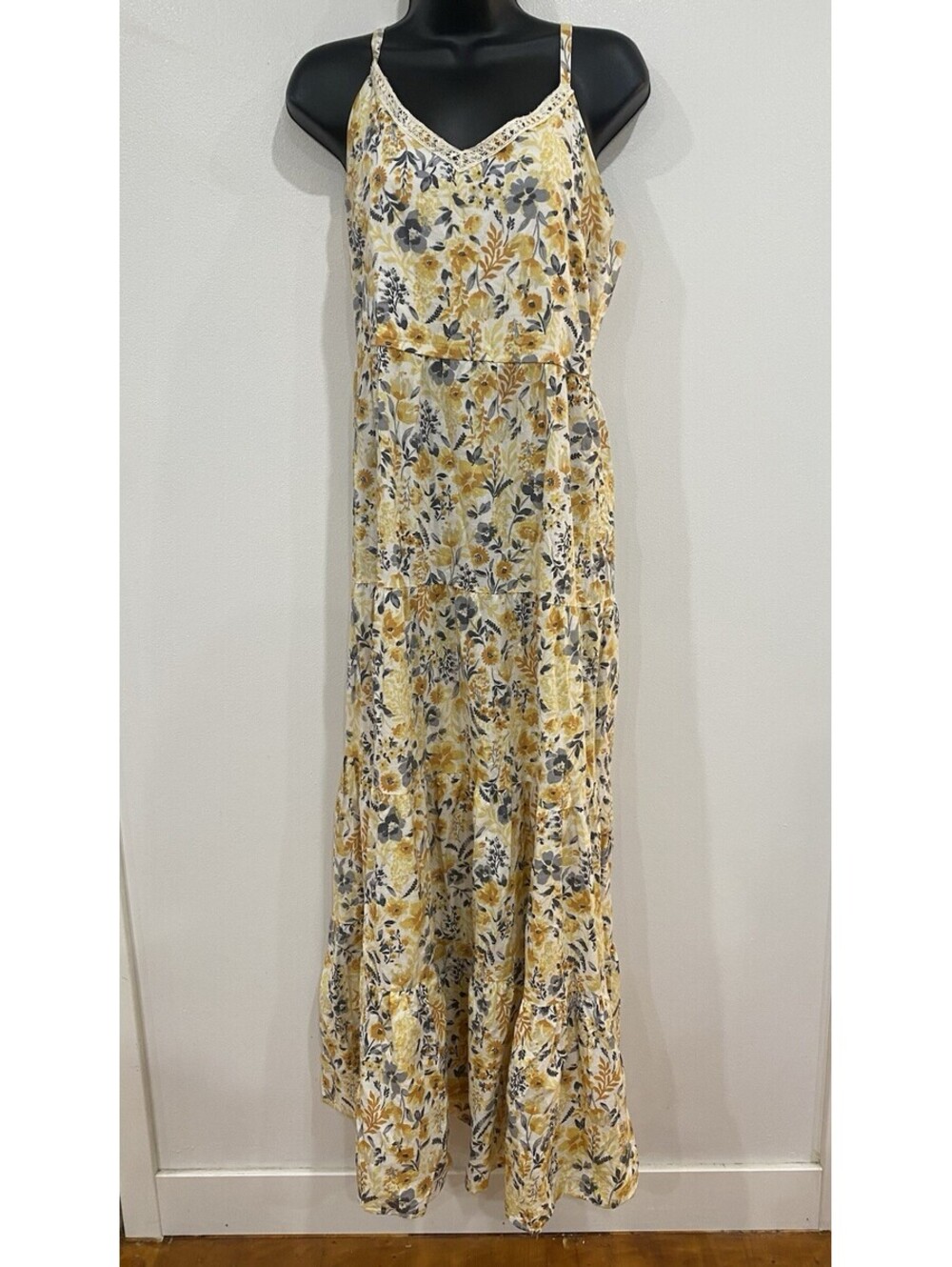 Joie Size 2 Cotton Maxi Indie Hippie Boho Floral Pattered Layered Tiered Dress